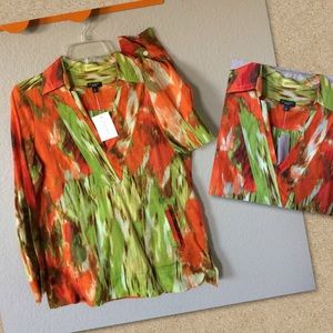 Talbots vibrant tunic blouse coverup v-neck